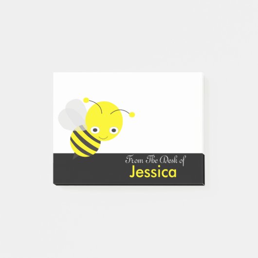 Yellllowのパーソナライズでかわいい蜜蜂 ポストイット (正面)