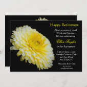 Yelloおよび黒い花の退職のパーティの招待状 招待状 (正面/裏面)