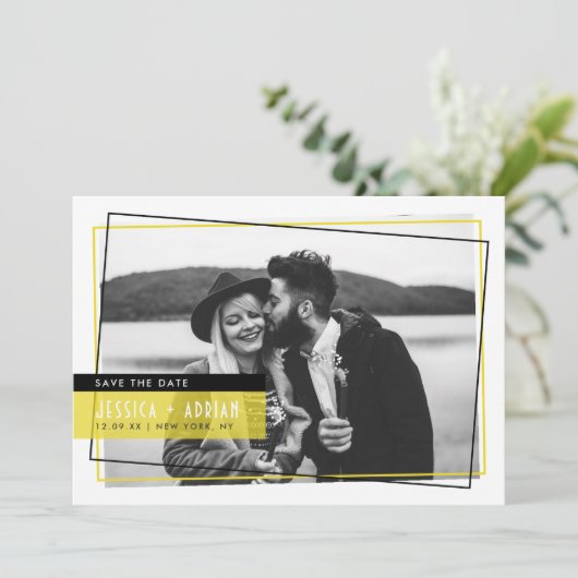 Yello & Black抽象芸術フレーム写真Save The Date セーブザデート (スタンド正面)