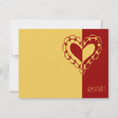 YellowとRedHeartの結婚式のRSVP 出欠カード (裏面)