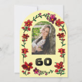 Yellow 60th Birthday Party Whimsical Doodle Flower 招待状 (裏面)