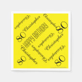 Yellow 80th Birthday Party Repeat Name, Paper スタンダードカクテルナプキン (正面)