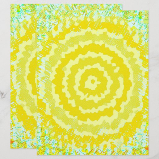 Yellow Abstract Flower Scrapbook Paper 2-Sided Pag (正面/裏面)