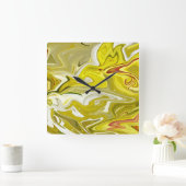 Yellow abstract pattern  スクエア壁時計 (ホーム)