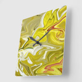 Yellow abstract pattern  スクエア壁時計 (傾斜)