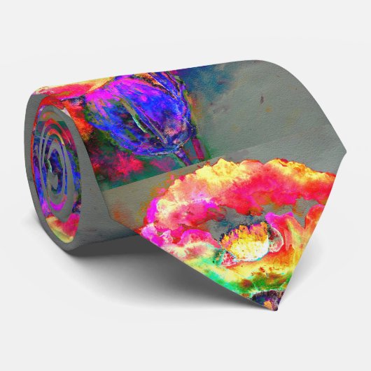 Yellow abstract poppy watercolor painting ネクタイ (ロール)