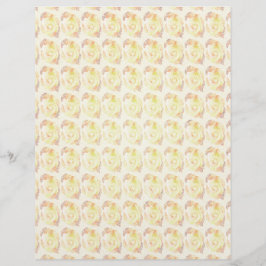 Yellow Abstract Roses Scrapbook Paper 2-Sided Page