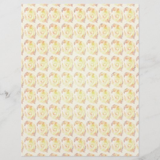 Yellow Abstract Roses Scrapbook Paper 2-Sided Page (正面)