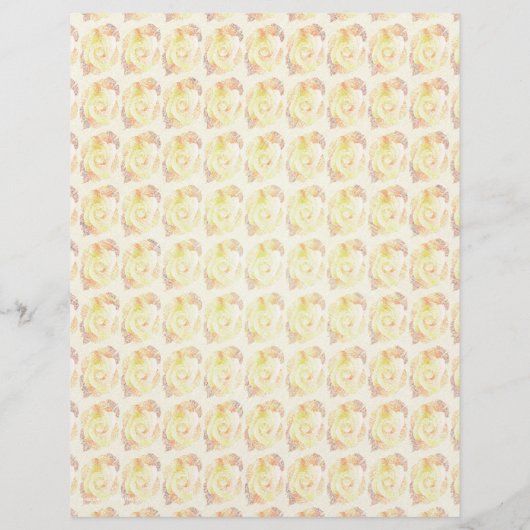 Yellow Abstract Roses Scrapbook Paper 2-Sided Page (裏面)