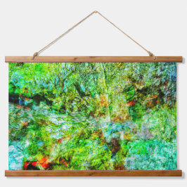 Yellow abstract Wood Topped Wall Tapestry,Yellow 吊り下げ型タペストリー