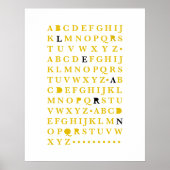 Yellow Alphabet Learn Letter Modern Typography ABC ポスター (正面)