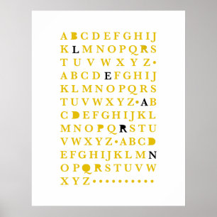 Yellow Alphabet Learn Letter Modern Typography ABC ポスター