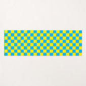 Yellow and Aqua Checkerboard ヨガマット (正面(横))