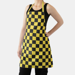 Yellow and black checkerboard pattern エプロン