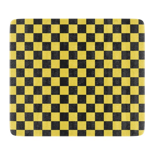 Yellow and black checkerboard pattern カッティングボード (正面)