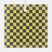 Yellow and black checkerboard pattern ガラスオーナメント (正面)