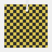 Yellow and black checkerboard pattern ガラスオーナメント (裏面)