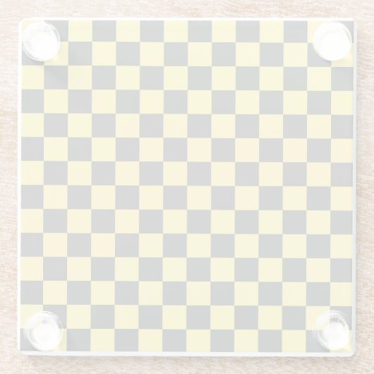 Yellow and black checkerboard pattern ガラスコースター (裏面)