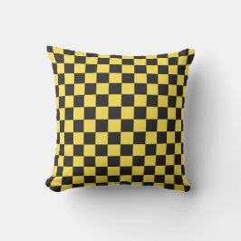 Yellow and black checkerboard pattern クッション