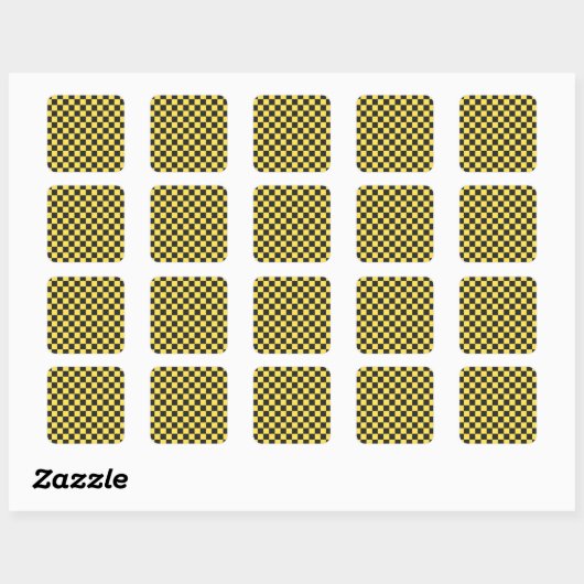 Yellow and black checkerboard pattern スクエアシール (シート)