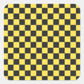 Yellow and black checkerboard pattern スクエアシール (正面)