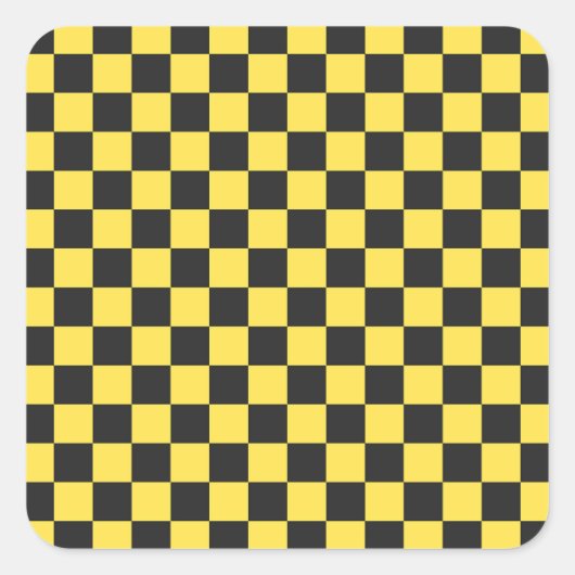 Yellow and black checkerboard pattern スクエアシール (正面)