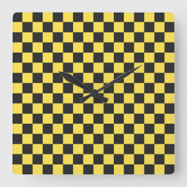 Yellow and black checkerboard pattern スクエア壁時計
