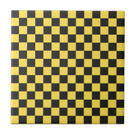 Yellow and black checkerboard pattern タイル