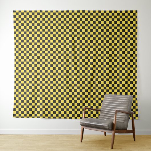 Yellow and black checkerboard pattern タペストリー (インサイチュ(横))