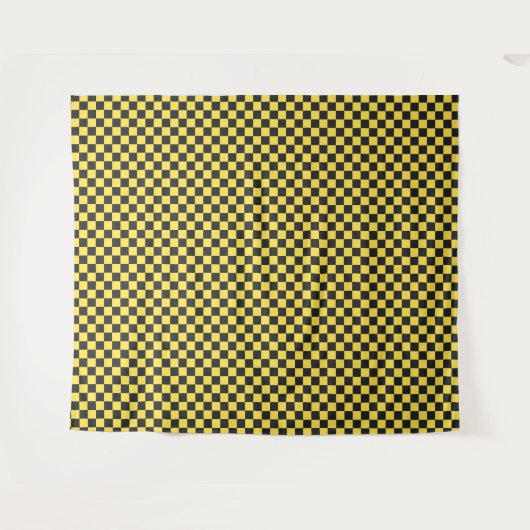 Yellow and black checkerboard pattern タペストリー (正面(横))