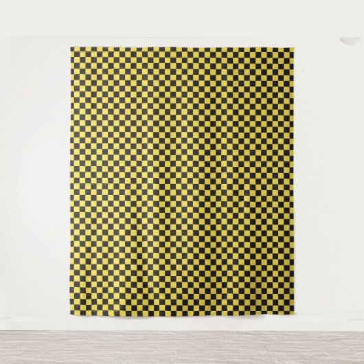 Yellow and black checkerboard pattern タペストリー (正面)