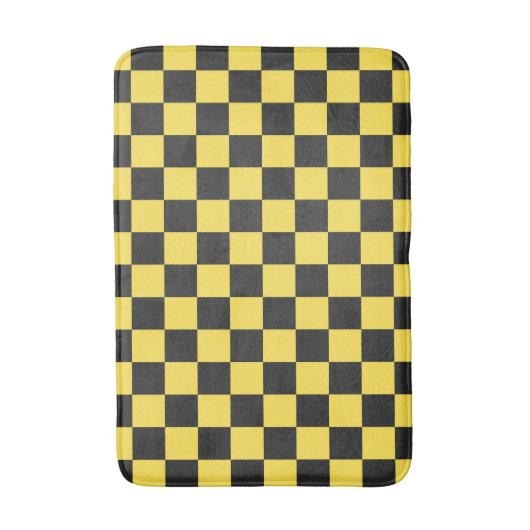 Yellow and black checkerboard pattern バスマット (正面縦)