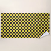 Yellow and black checkerboard pattern ビーチタオル (正面)