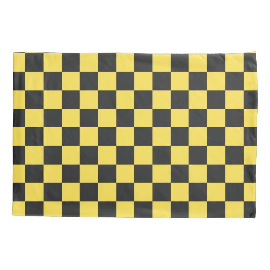 Yellow and black checkerboard pattern 枕カバー (裏面-左)