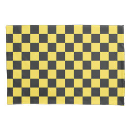 Yellow and black checkerboard pattern 枕カバー