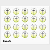 Yellow and Black Cross Religious Stickers ラウンドシール (シート)