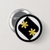Yellow and Black Daisy Flower Round Button 缶バッジ (正面&裏面)