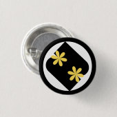 Yellow and Black Daisy Flower round Button 缶バッジ (正面&裏面)