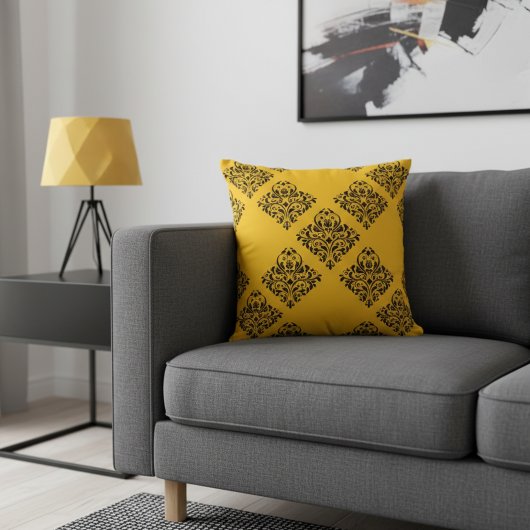 Yellow and Black Decorative Sofa Pillow クッション