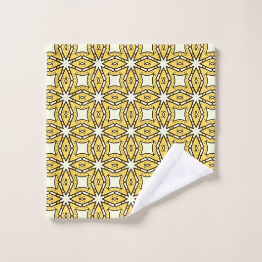 Yellow and black geometric patterned バスタオルセット (ウォッシュタオル)