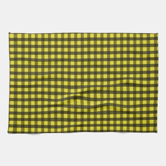 Yellow and Black Guingham キッチンタオル (横)
