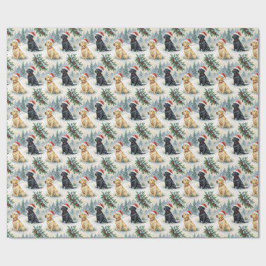 Yellow and Black Labrador Christmas Wrapping Paper ラッピングペーパー (フラット)