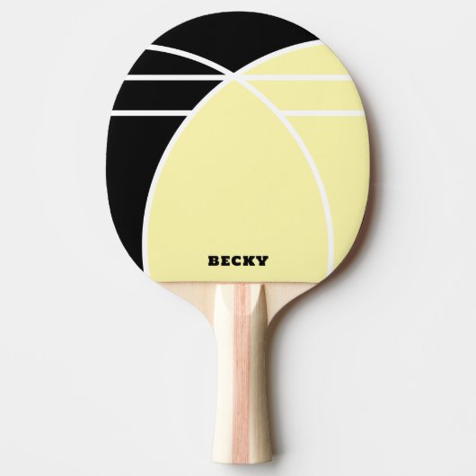 Yellow and Black Personalized Ping Pong Paddle 卓球ラケット (正面)