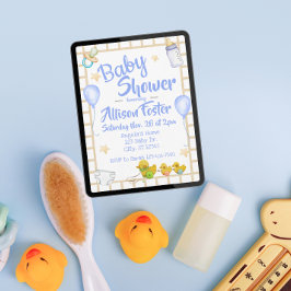 Yellow and Blue Baby Shower  招待状