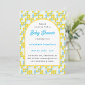 Yellow and Blue Dots Modern Baby Shower Invitation 招待状 (スタンド正面)