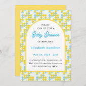 Yellow and Blue Dots Modern Baby Shower Invitation 招待状 (正面/裏面)