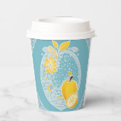 Yellow and blue fruit patterns AI art  紙コップ (裏面)