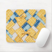 Yellow and Blue Plaid Basketweave Pattern マウスパッド (マウス)