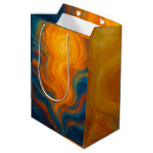 yellow and blue swirl sun energy abstract ミディアムペーパーバッグ (裏面アングル)