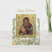 Yellow and Blue Wildflowers Orthodox Birthday  カード (正面)